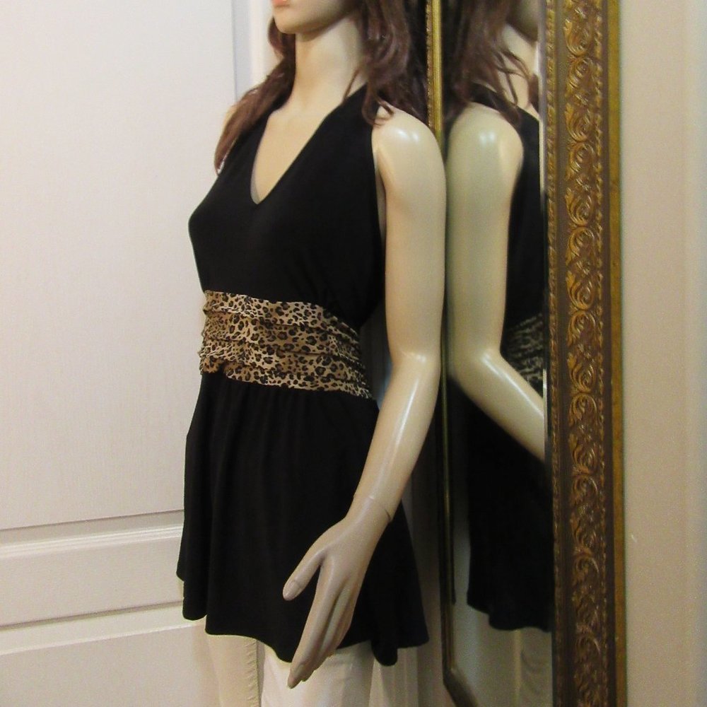 Ladies Halter Top Leopard Look